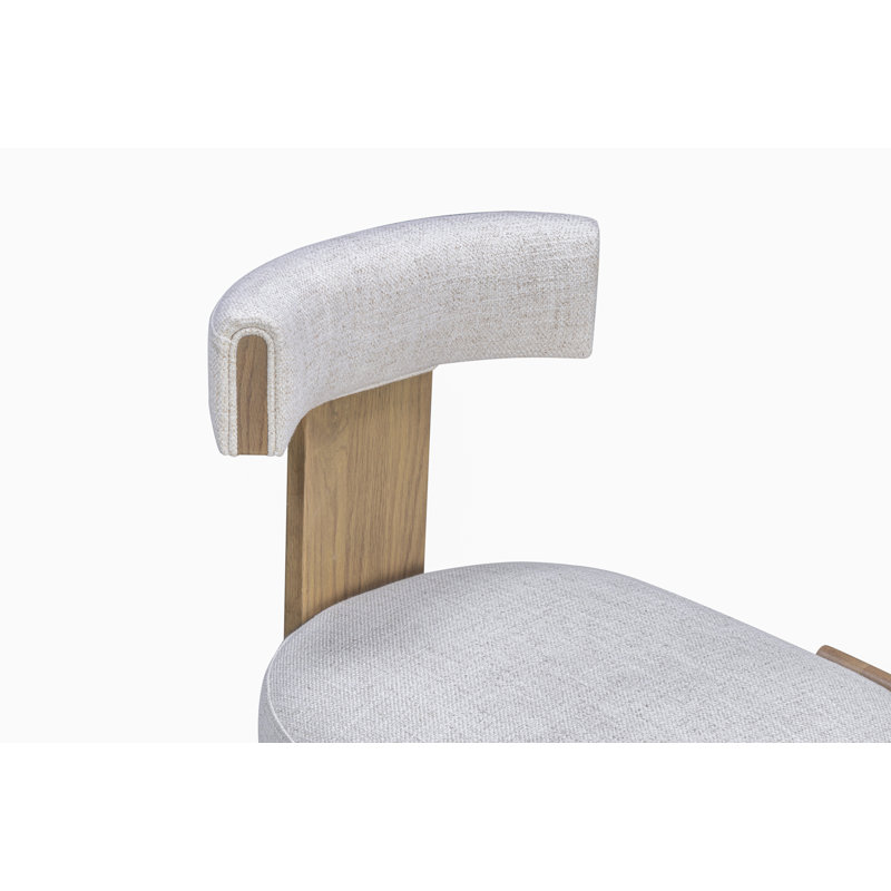 Chaise rembourrée avec dossier courbé et pieds en bois, Crème, Bois naturel