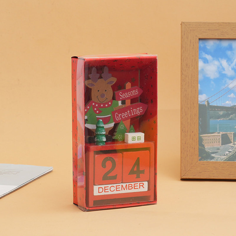 Calendrier de compte à rebours en bois, Rouge