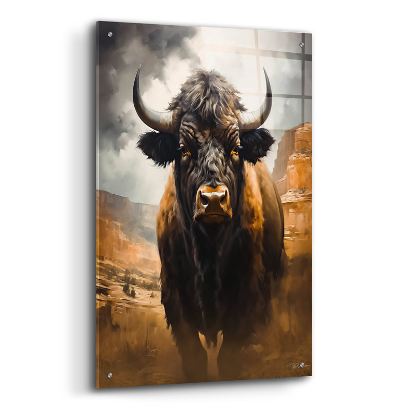Art mural en verre «Buffalo» par Momart, H 36 po x l 24 po x P 0,2 po