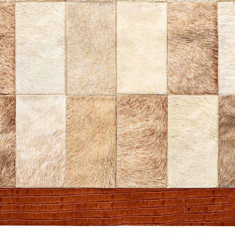 Hermes Cowhide Geometric Area Rug, Rectangle 5' x 8'