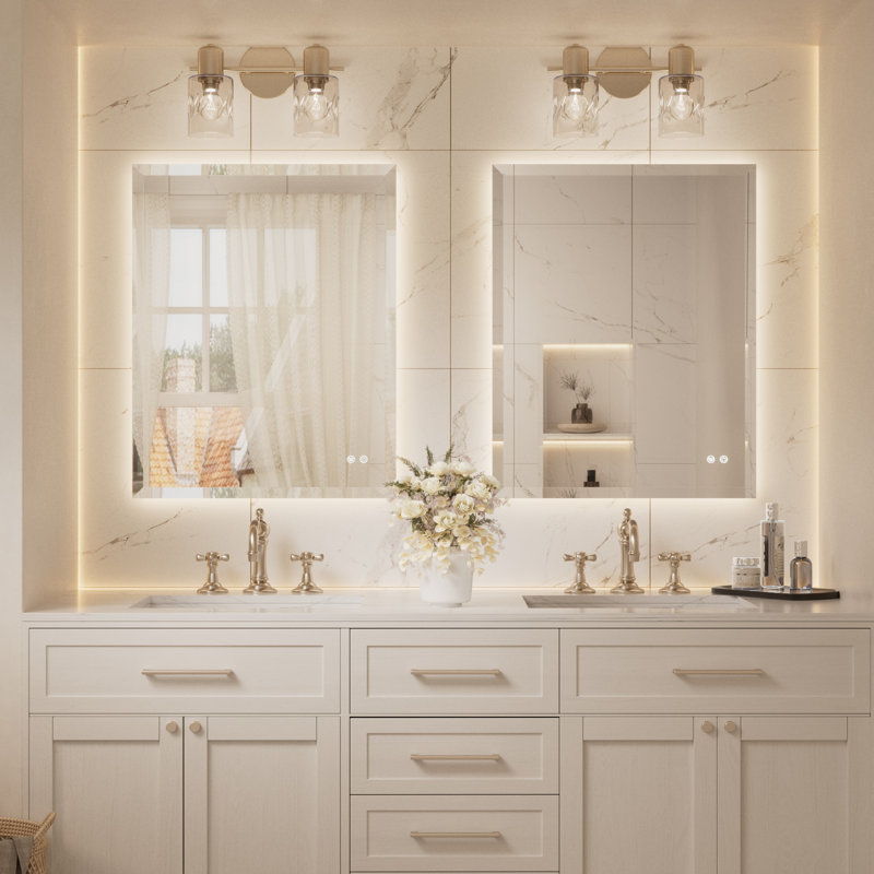 Miroir de salle de bain biseauté à rétroéclairage DEL, 36 po x 28 po