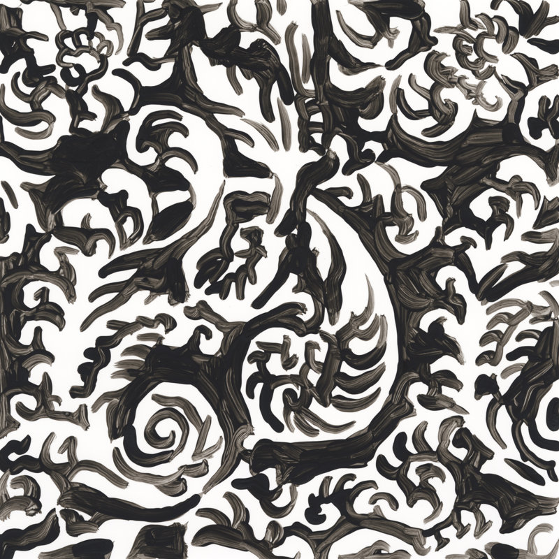 Ink Motif V by June Erica Vess - Wrapped Canvas Painting, 122cm H x 122cm W