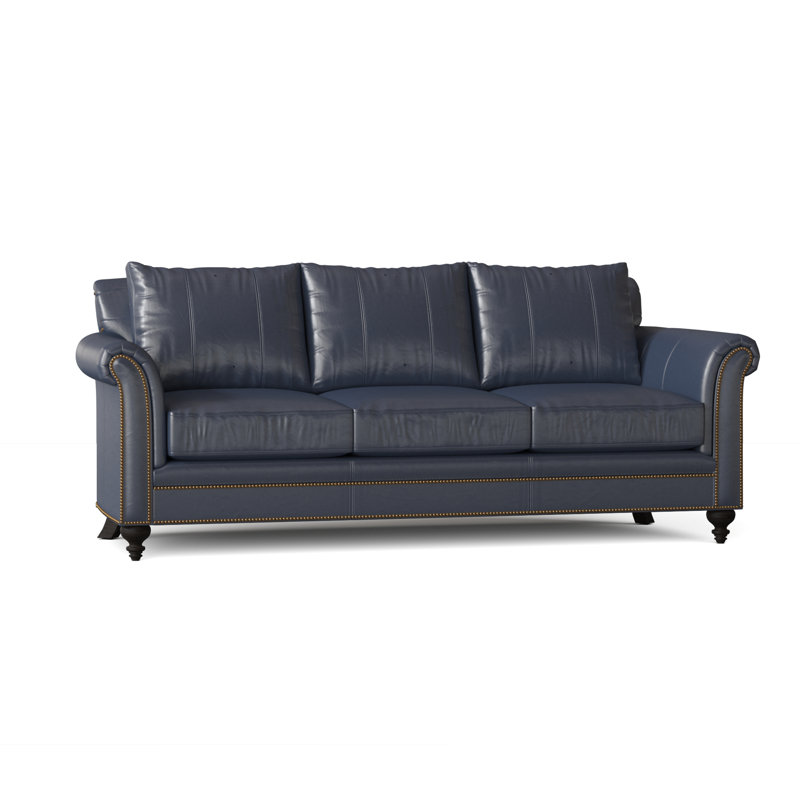 Richardson Sofa, Aline Fumo Genuine Leather, Mahogany, French Natural