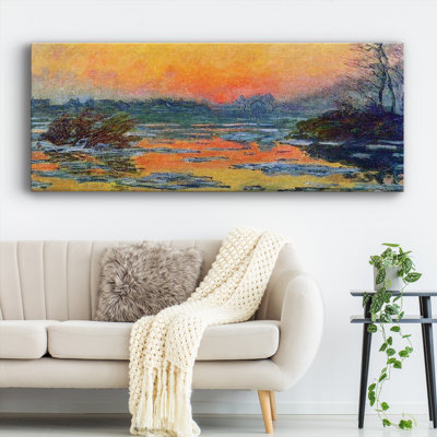 Coucher de soleil sur la seine en hiver, 1880, reproduction sur toile