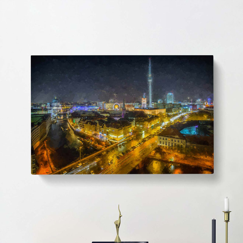 Berlin Germany Skyline In Abstract - Wrapped Canvas Painting, 50cm H x 76cm W x 3cm D