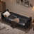 75 in Futon Sofa Bed, Convertible Sleeper, Faux Leather Small Couch, Loveseat, Mid-Century Modern Couch for Living Room, Bedroom,Black-1570783421