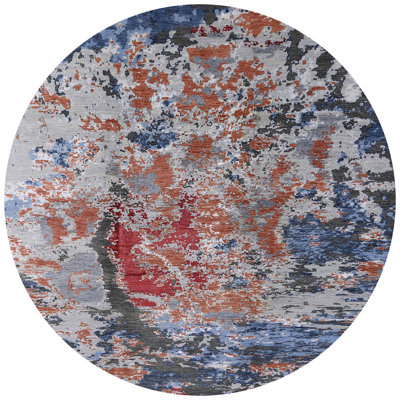 Tapis orange / bleu / gris