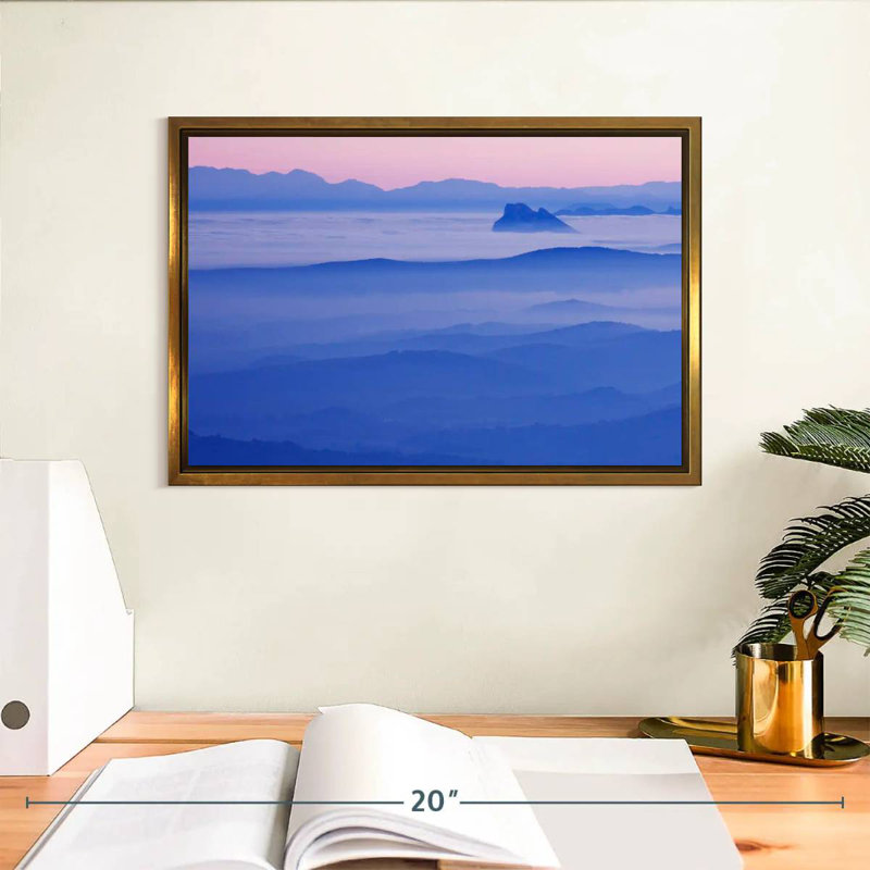 Paysage de montagne, Cadre flottant doré, 13 po x 9 po