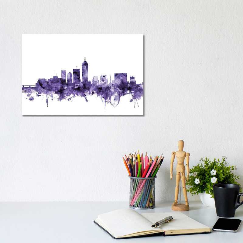 Indianapolis, Indiana Skyline by Michael Tompsett - 1 Piece Wrapped Canvas Wall Art, 20.32 cm H x 30.48 cm W