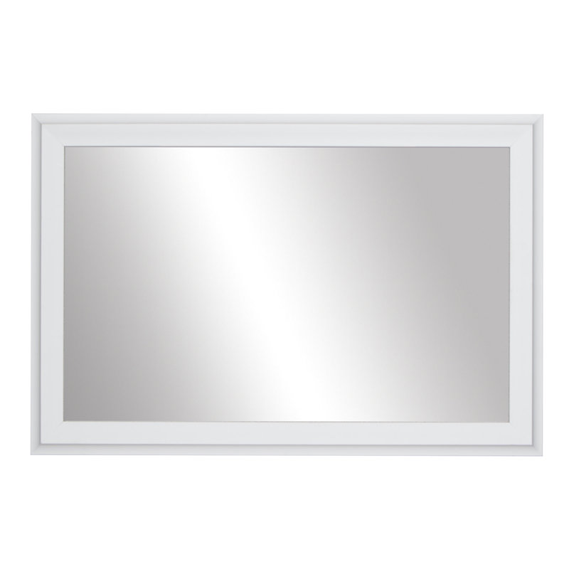 Woodford Wood Framed Mirror with Safety Backing Ideal for Bathroom / Vanity Mirror, Pure White, 36" x 24"