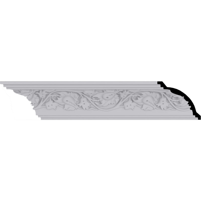 White Polyurethane Rose Crown Moulding 94.5" Length