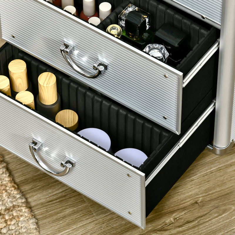Trousse de train de maquillage HOMcom, Argent argent