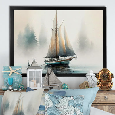 Voilier ancré - art sur toile de bateau côtier