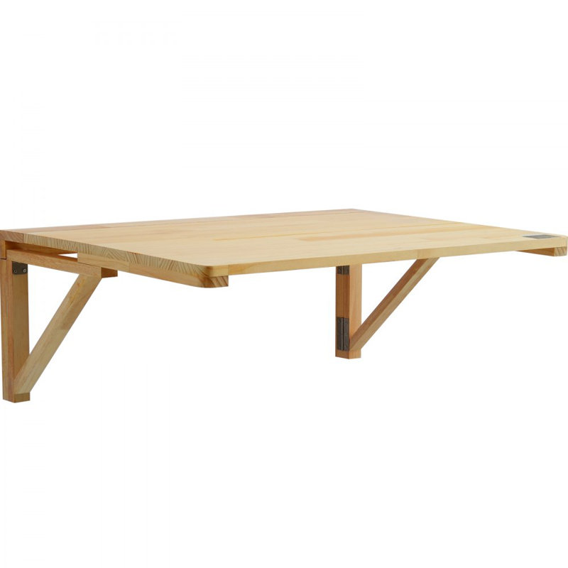 Table pliante murale, table à abattants murale 31,5 po x 23,62 po, bureau flottant en bois avec support en fer, bureau rabattable pour petits espaces, bureau personnel, salle à manger, salle de lavage, cuisine, bar
