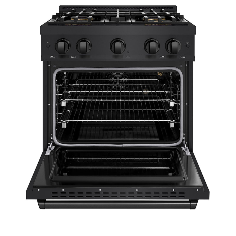 ZLINE 30 in. Classic Gas Range with DuoPro Cooktop and Convection Oven in Black Stainless Steel, Black Stainless Steel