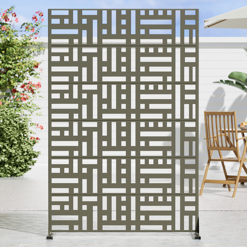 6 ft. H x 4 ft. W Metal Privacy Screen Panel Pattern, Green