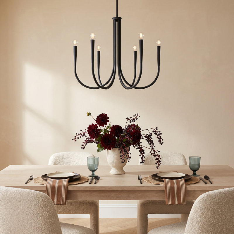 Catalena 6-Light Chandelier, Black, 23" H x 30" W x 30" D