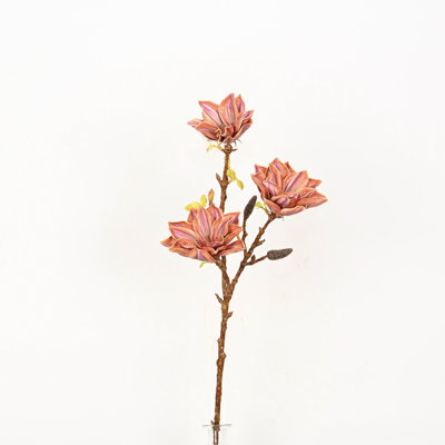 Arrangement floral de 32 po de magnolia artificiel 32 po pour bouquet de vases, bouquet de fleurs à longue tige de style campagnard pour décorations de table de centre de table de bureau à domicile, ensemble de 3