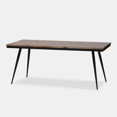 Teak Metal Base Dining Table