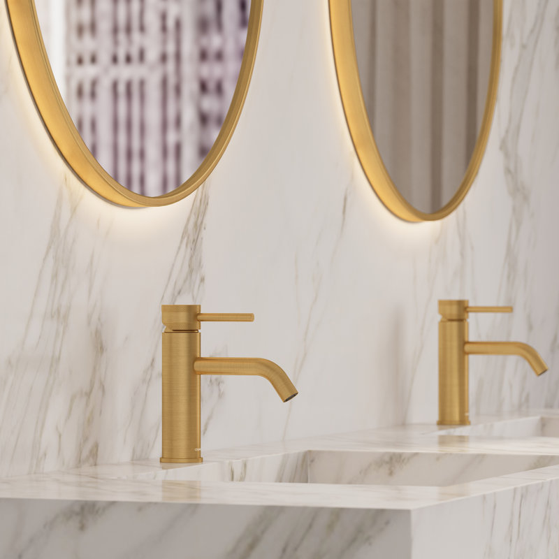 Angelsey Single-Hole Round Faucet with Pop-Up Drain, Single-Handle Bathroom Sink Faucet in Brushed Gold, Brushed Gold