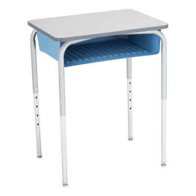 Adjustable Height Open Front School Student Desk with Plastic Book Box -  Learniture, LNT-OFD-GY-SV-SB