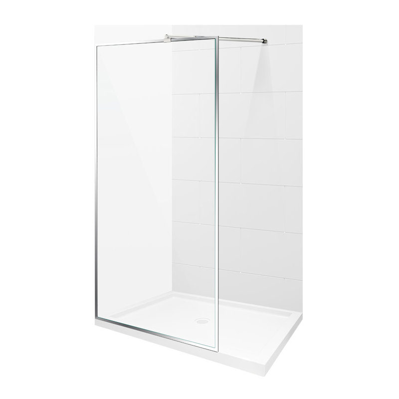 Panneau de douche fixe en verre poli Alberto 42 po x 79 po Alberto, Chrome
