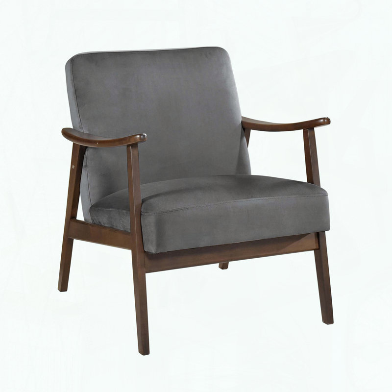 Mid-Century Modern Accent Chair with Dark Walnut Finish (Dark Grey)