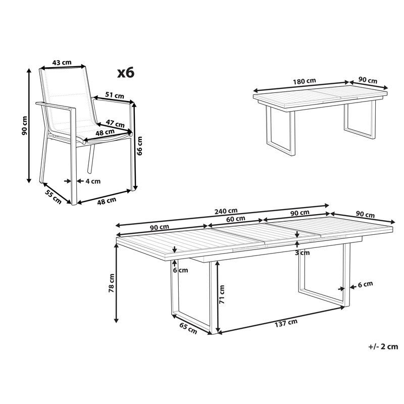 Nazeef 6 - Person Patio Dining Set with Extendable Rectangular Table, Grey