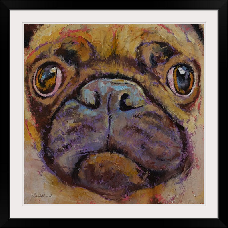 «Anjlee Pug» par Michael Creese, reproduction d'art, H 35 po x l 35 po x P 1,5 po, Toile