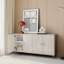 Armoire de rangement en bois à 4 portes - Champagne argenté, pratique, pour entrée, style minimaliste argenté, étagères réglables, spacieuse
