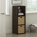 Latitude Run Antonya Open Back Decorative Verticle Cube Storage Organizer, 4-Cube, Dark Oak