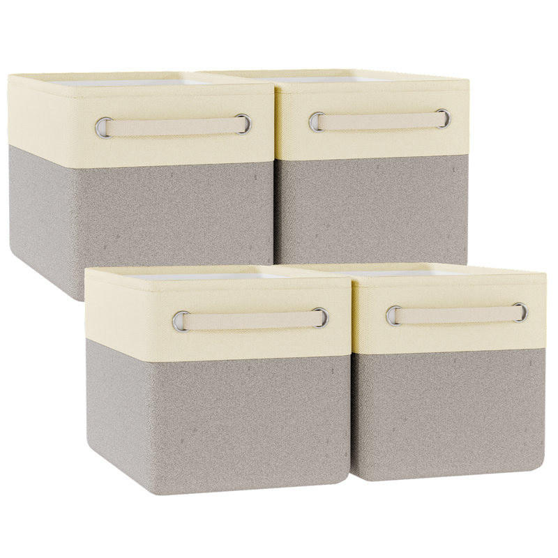 Paquet de 4 paniers de rangement en tissu pour tablettes, organisateurs de placard en lin et rangement de tiroir, paniers décoratifs pour organiser, étagères, vêtements, maison, bureau (15 po x 11 po x 9,5 po)