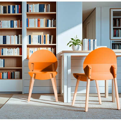 4-pack Chairs With Red Oak Wood Legs And Pp Seat