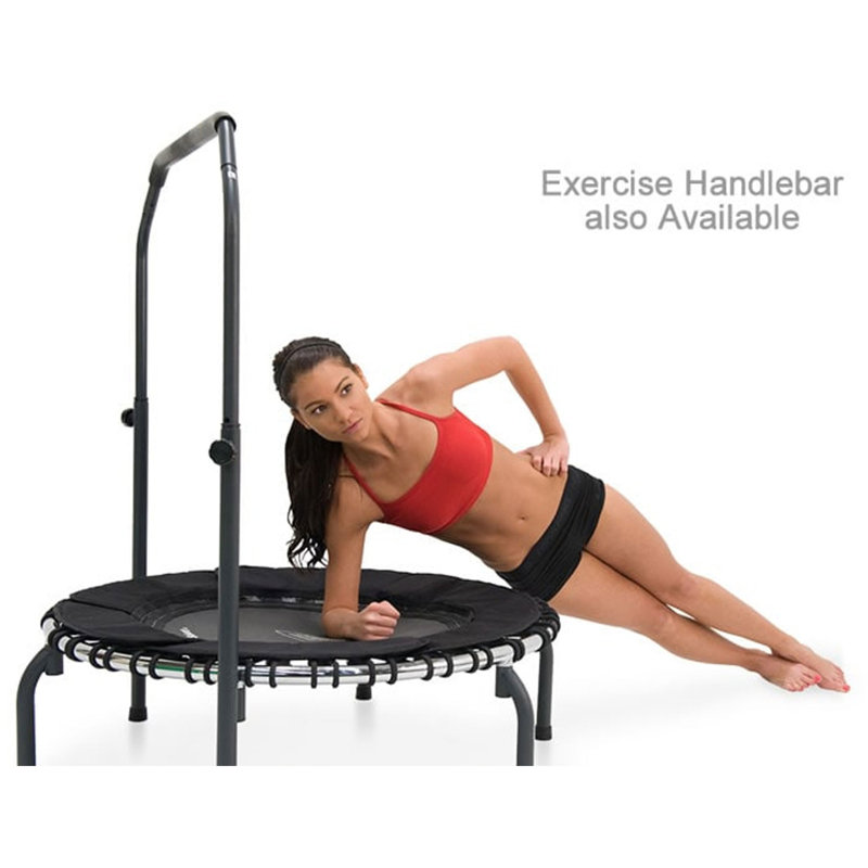 Black and Teal Round Fitness Trampoline with Enclosure