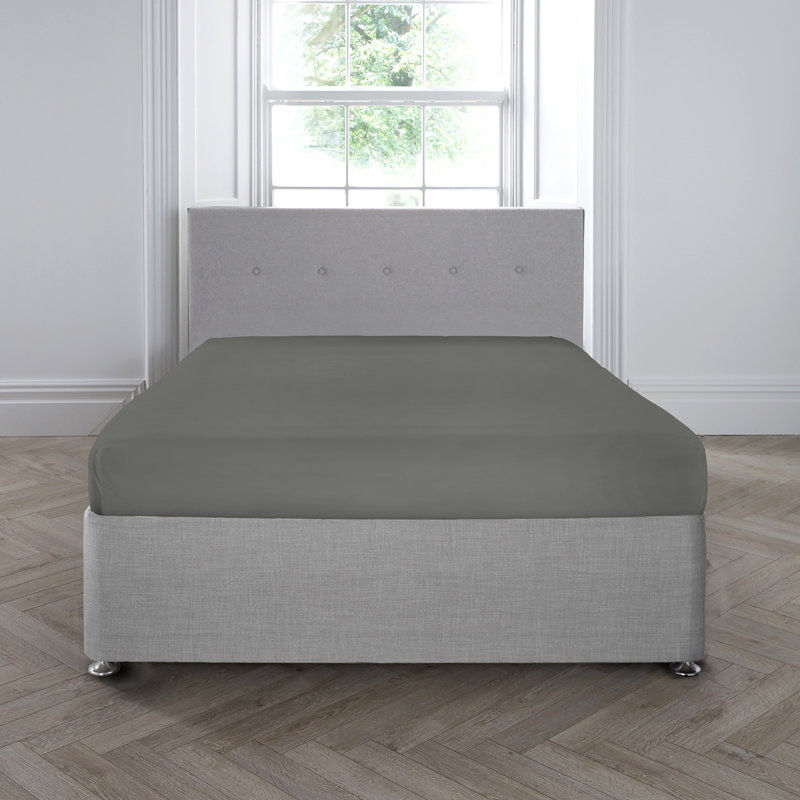 Appletree Bedding 100% Cotton Percale Fitted Sheet, Silver, Double (4'6)