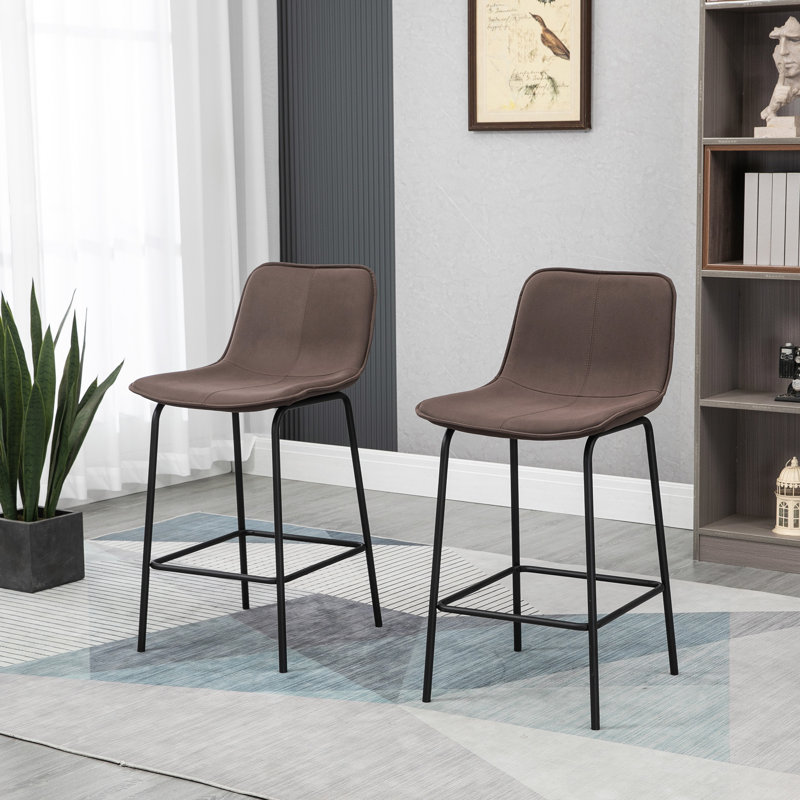 Ensemble de 2 tabourets de bar Corrigan Studio®, tabourets de bar à hauteur de comptoir, tabourets de cuisine de 26 po (66 cm) avec pieds en acier pour la salle à manger, allée de cuisine, café