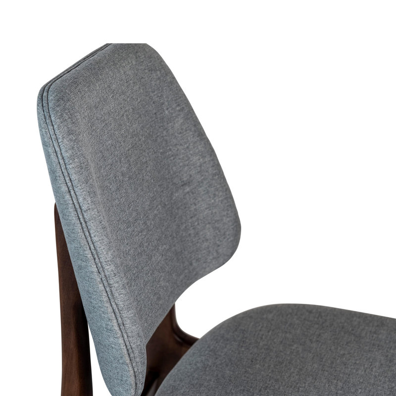Modern Brazilian Ariel Side Chair, Essence Gray/Nogal Frame