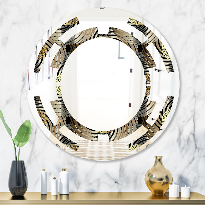 Miroir mural abstrait sans cadre éclectique, H 31,5 po x l po