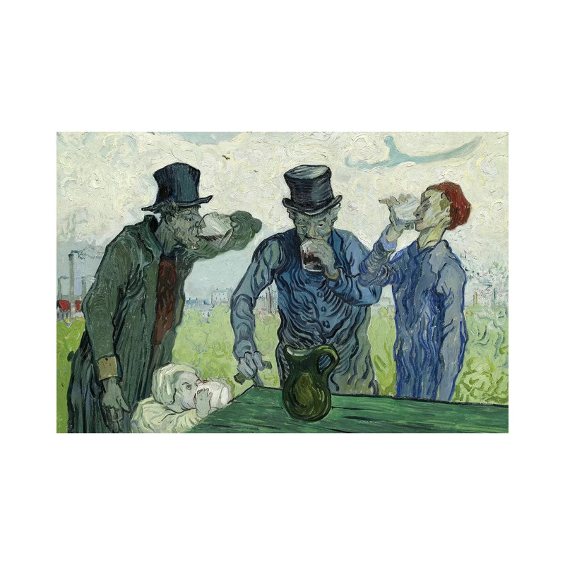The Drinkers, 1890 by Vincent Van Gogh - 1 Piece Wrapped Canvas Painting, 20.32 cm H x 30.48 cm W