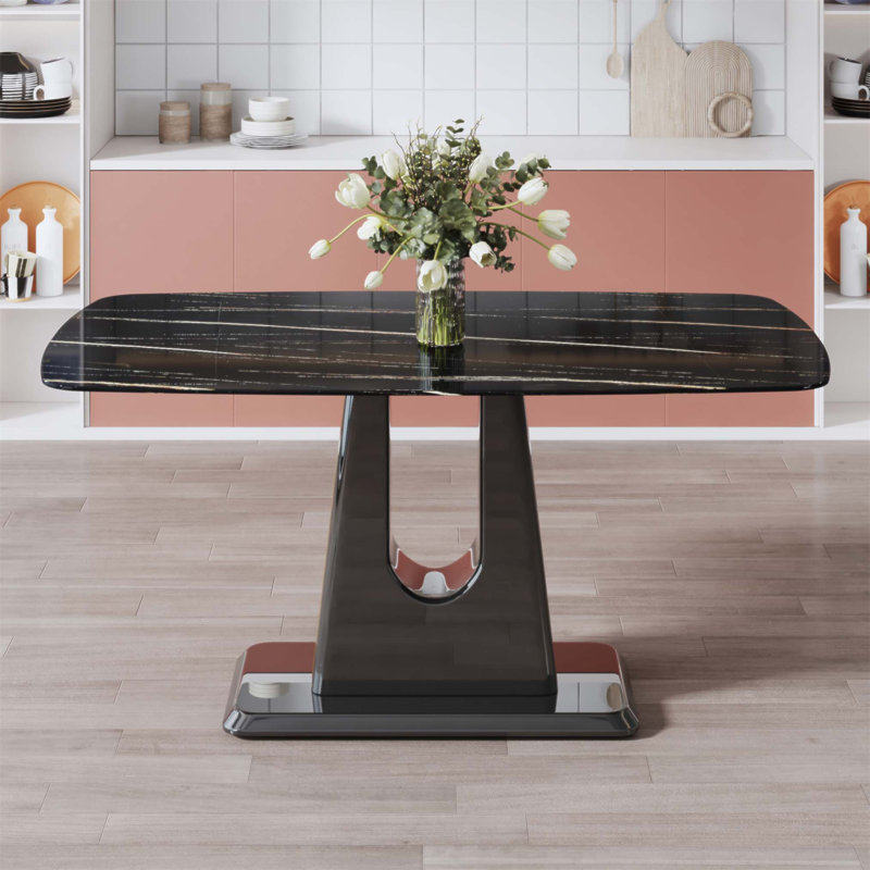 Table de salle à manger et d'ordinateur moderne et minimaliste moderne pour les salons et les restaurants élégants, 63 x 35,4 x 30 pouces