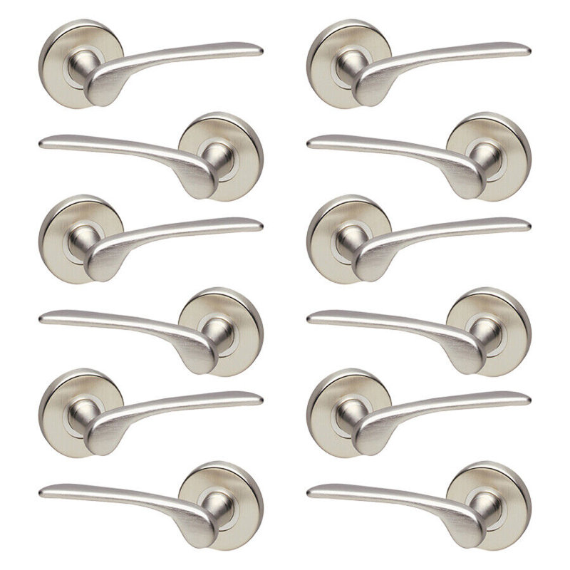 Single Dummy Door Handle, Satin Nickel Rose