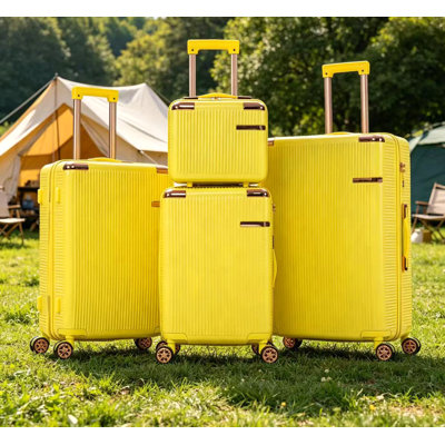 4 valises rigides, 4 valises pivotantes à double rotation sur 360 °, verrouillage par mot de passe, bagage universel léger, bagage portable.