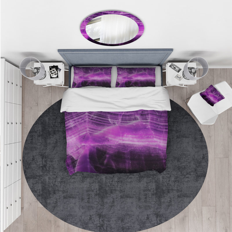 Ensemble de housse de couette minérale designart agate, Housse de couette très grand + 2 taies décoratives