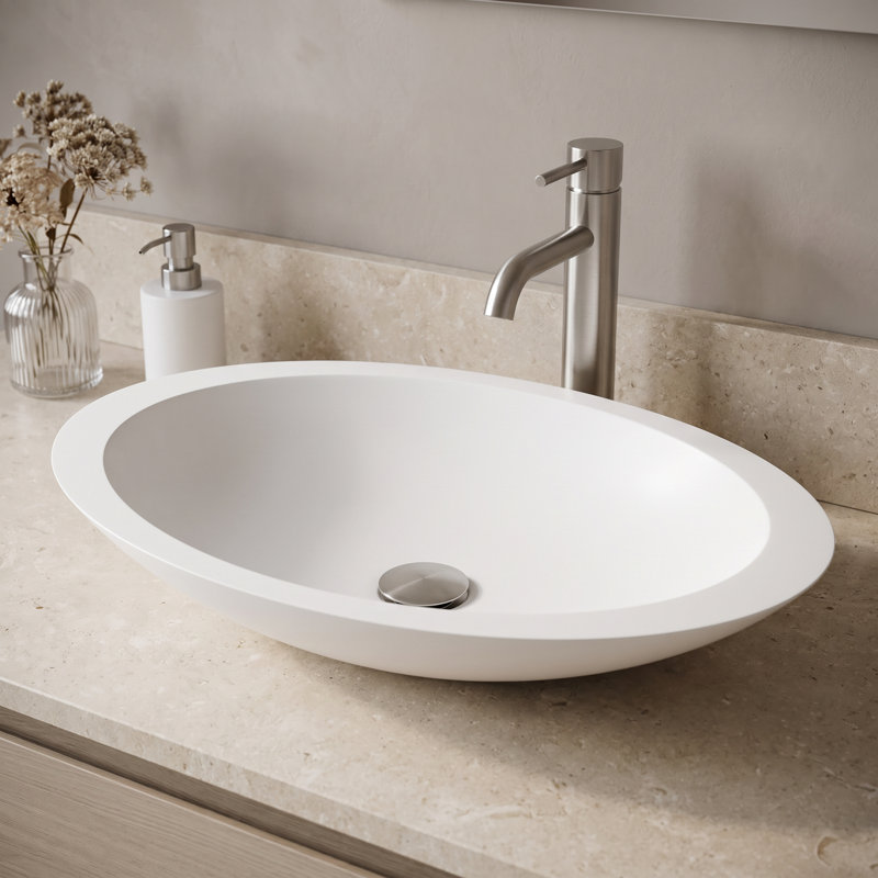 Lavabo de salle de bain rectangulaire fait à la main blanc mat L 18 po x l 14 po x H 5 po Marigold