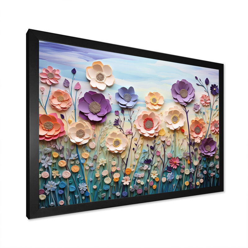 Meadow Melody II - Modern Canvas Wall Art, Cadre photo noir, H 24 po x l 32 po