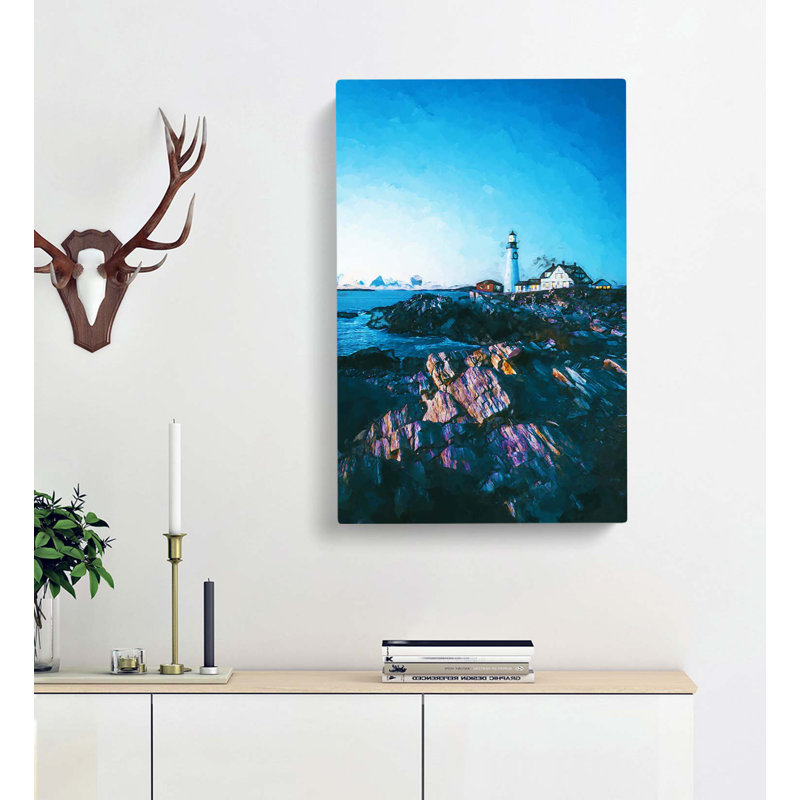 Lighthouse In Cape Elizabeth Maine In Abstract - Wrapped Canvas Print, 50cm H x 35cm W x 3cm D