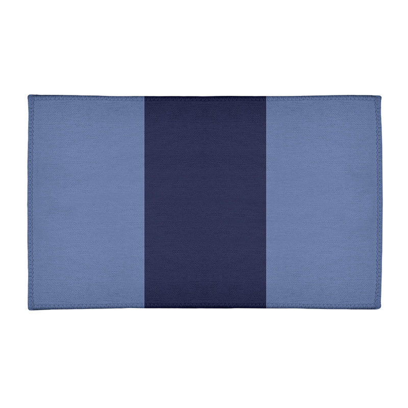 Tapis bleu/blanc rayé, Rectangle 3 pi x 5 pi