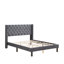 Lit plateforme tapissier en velours moderne grand format gris