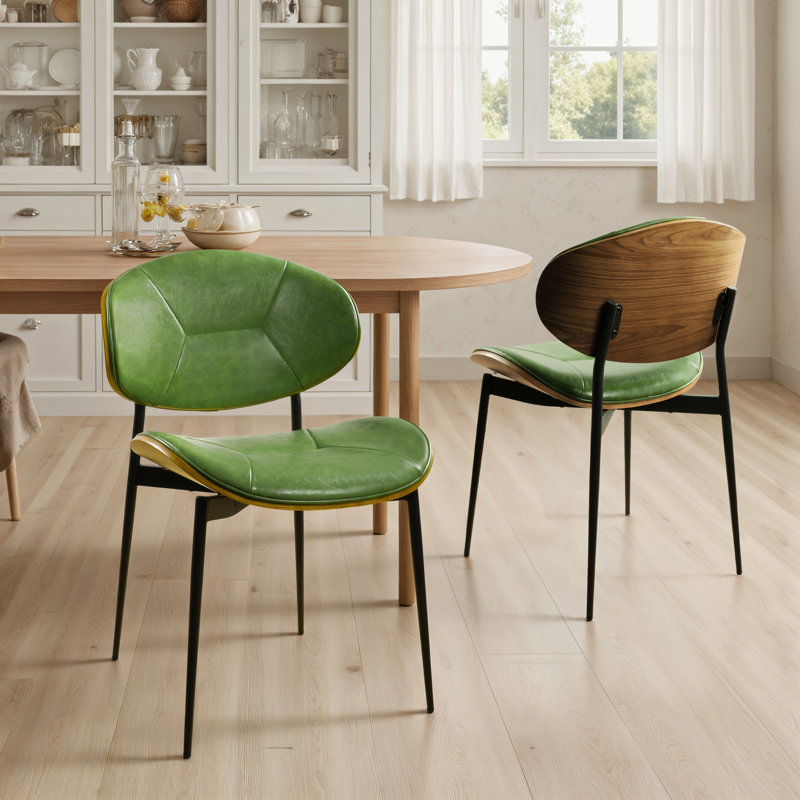 Boris Faux Leather Upholstered Side Dining Chair, Green
