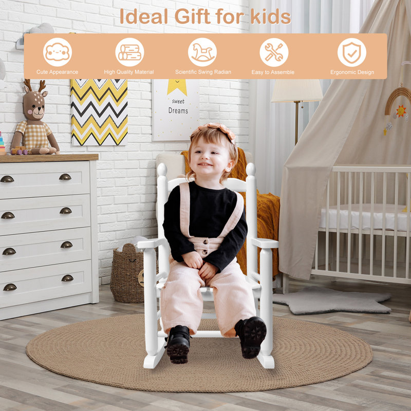 Kalobe Kids 10.2'' Wood Rocking Chair and Ottoman